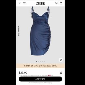 Blue cowl neck mini dress